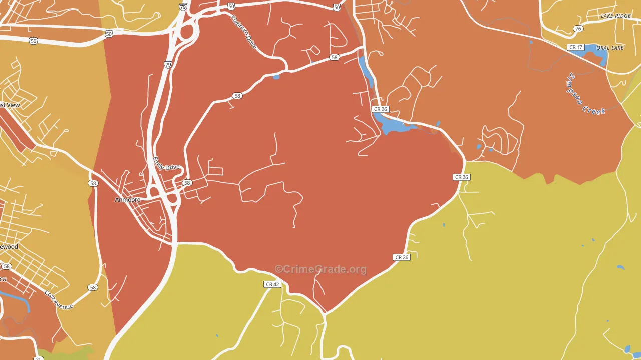Courtright, WV Map of Vehicle Theft Rates