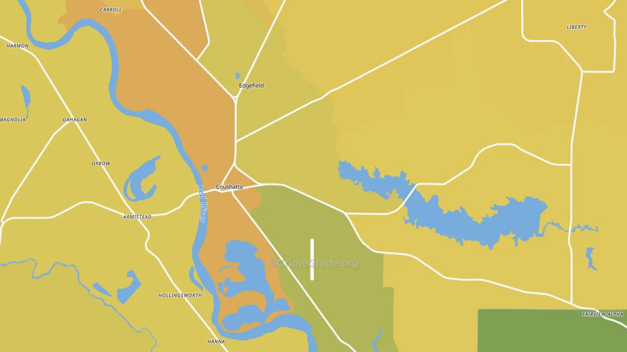 Coushatta, LA Map of Vehicle Theft Rates