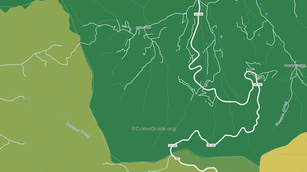 Cove Creek, TN Map of Vehicle Theft Rates