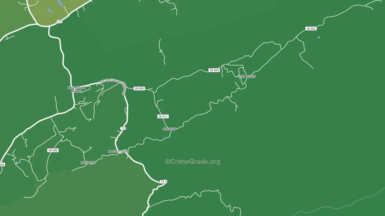 Cove Creek, VA Map of Vehicle Theft Rates