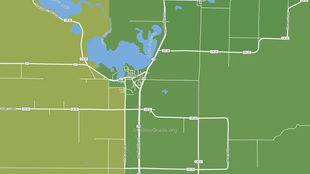 Cove, MN Map of Vehicle Theft Rates