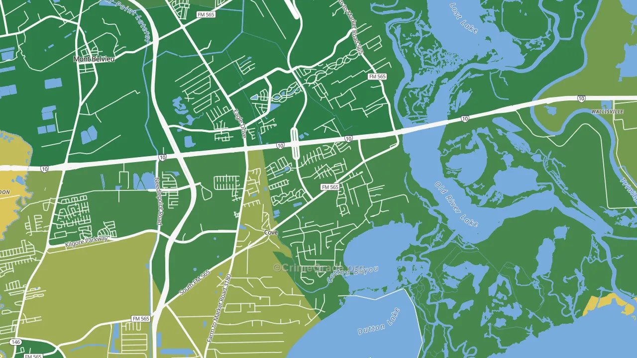 Cove, TX Map of Vehicle Theft Rates
