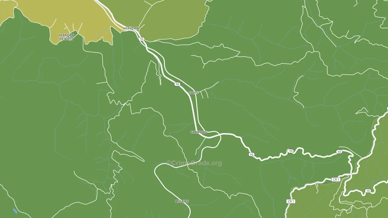 Covel, WV Map of Vehicle Theft Rates