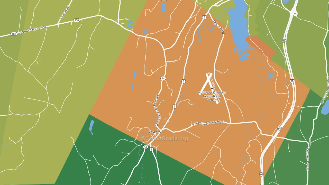 Coventry, VT Map of Vehicle Theft Rates