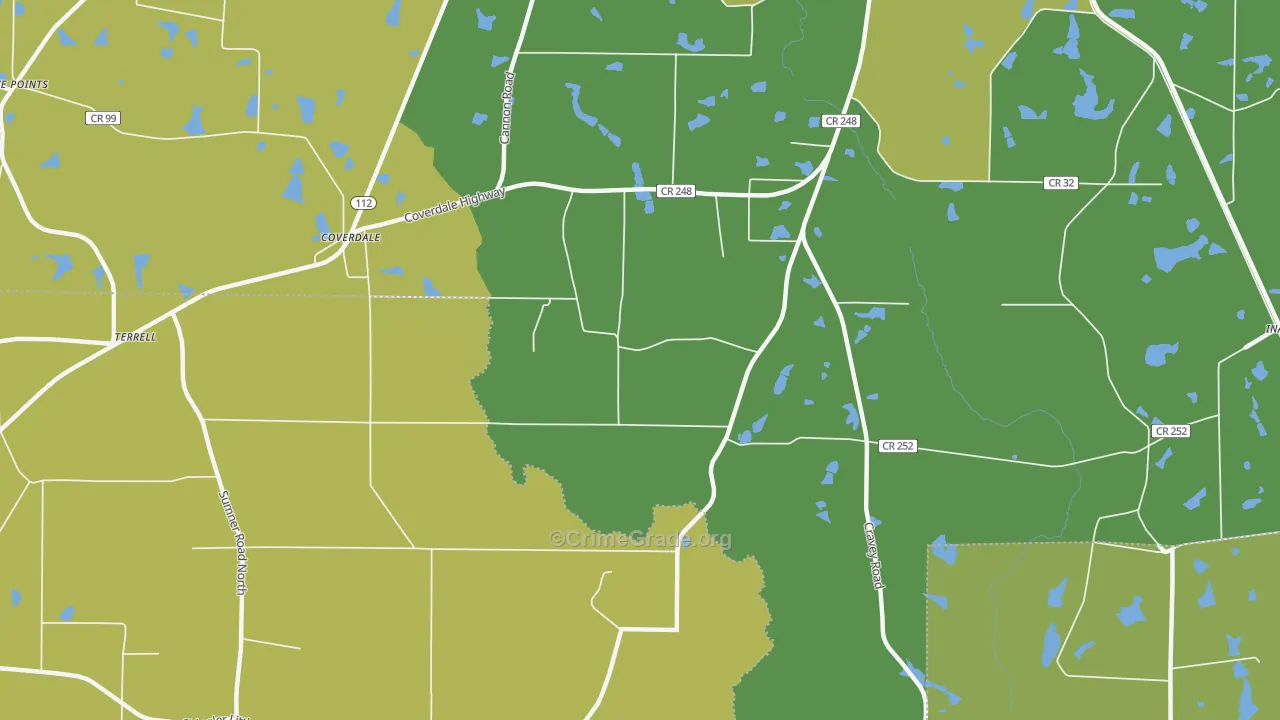 Coverdale, GA Map of Vehicle Theft Rates