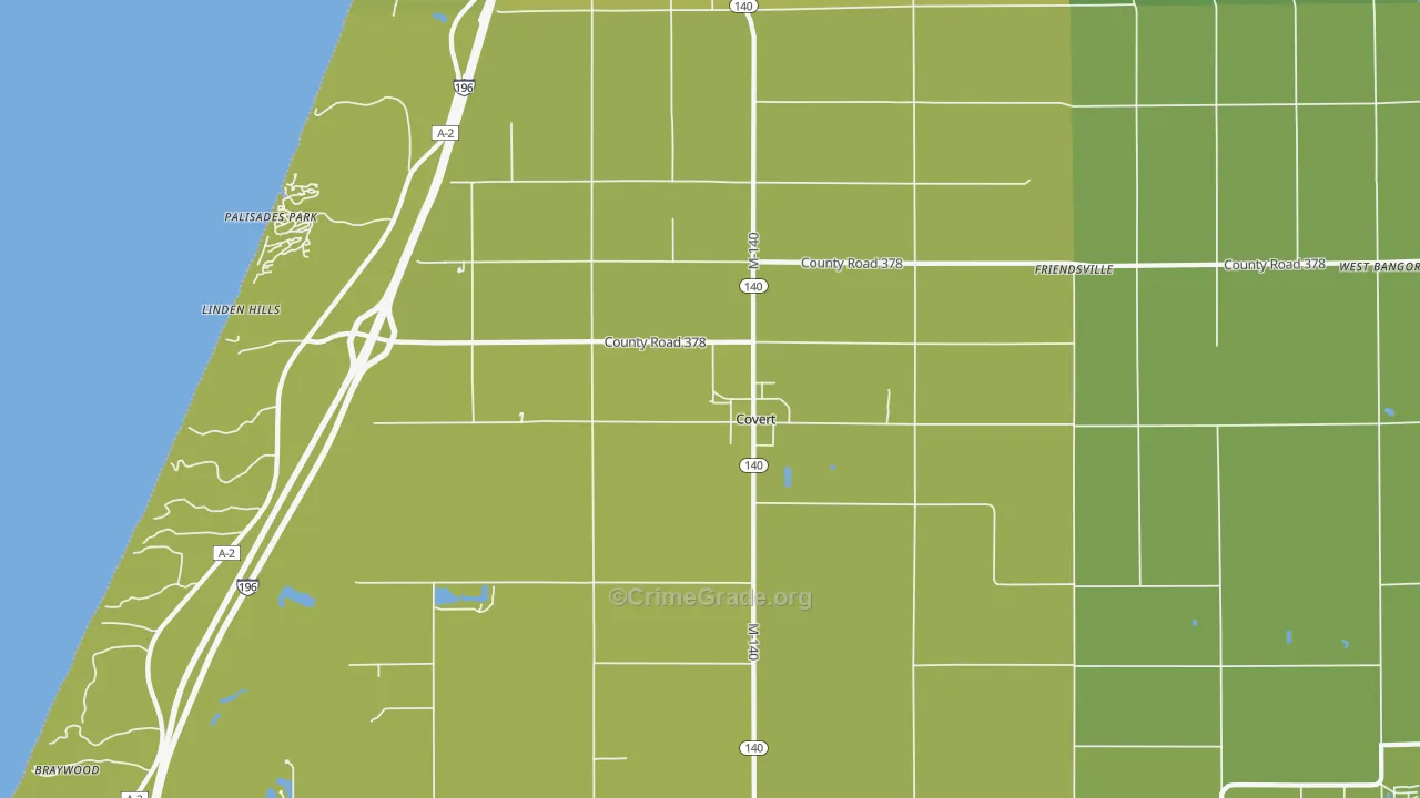 Covert, MI Map of Vehicle Theft Rates