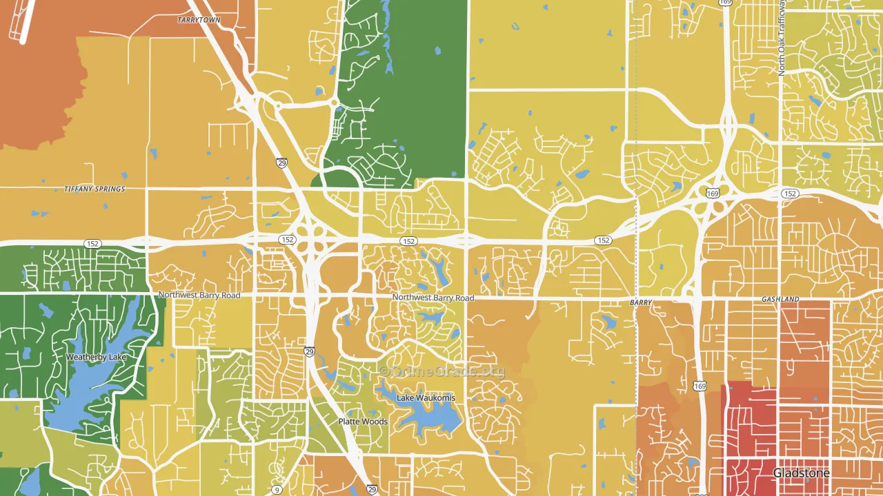 Coves North, Kansas City, MO Map of Vehicle Theft Rates