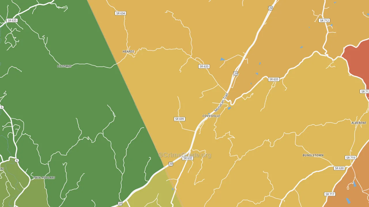 Covesville, VA Map of Vehicle Theft Rates
