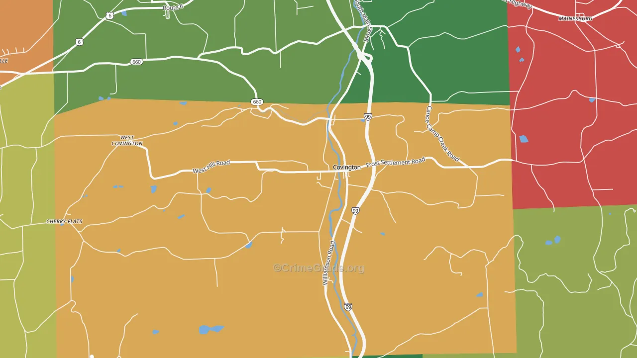 Covington, PA Map of Vehicle Theft Rates