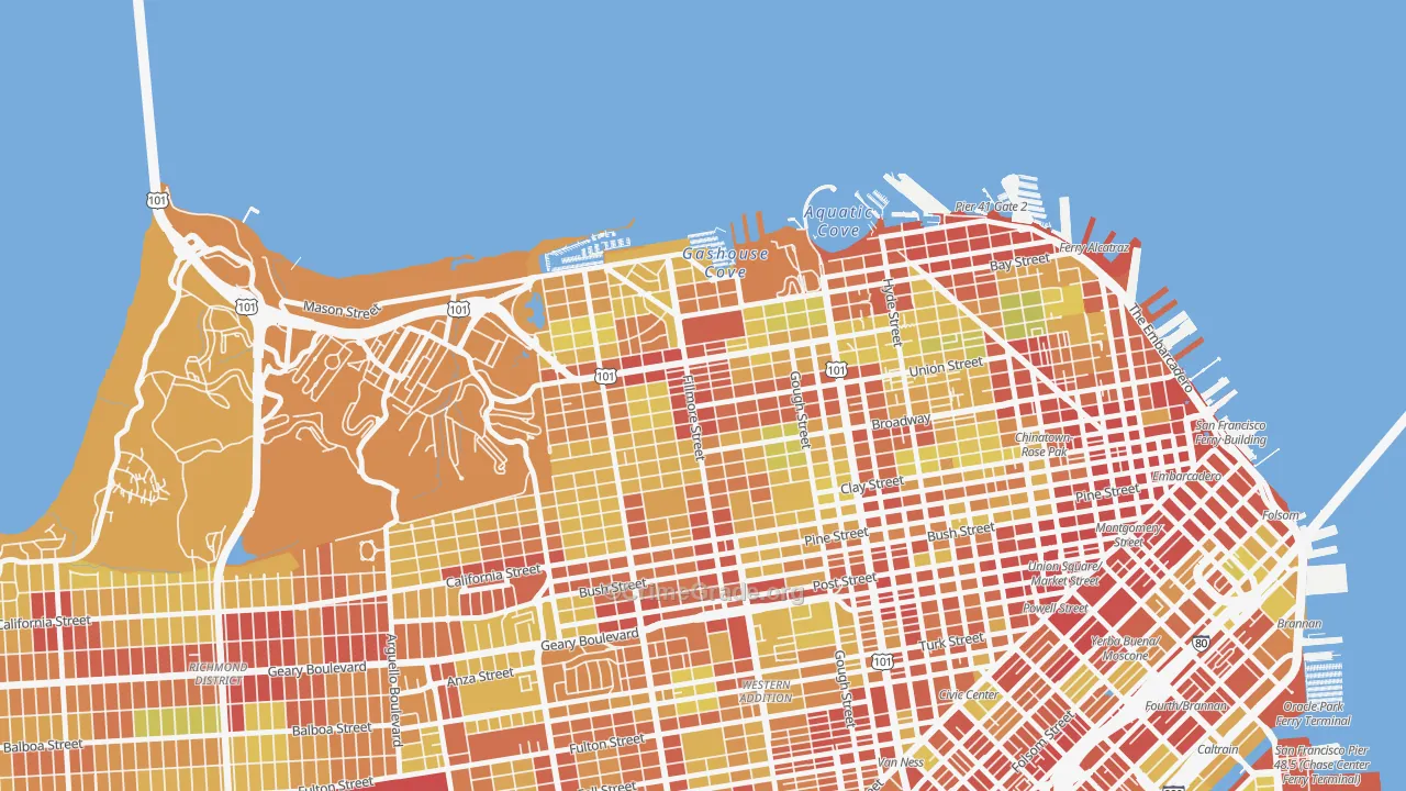 Cow Hollow, San Francisco, CA Map of Vehicle Theft Rates
