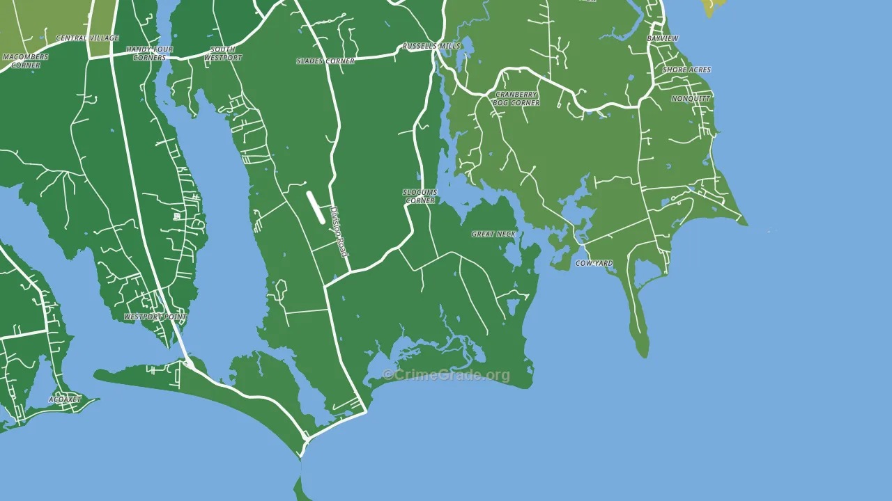 Cow Yard, MA Map of Vehicle Theft Rates