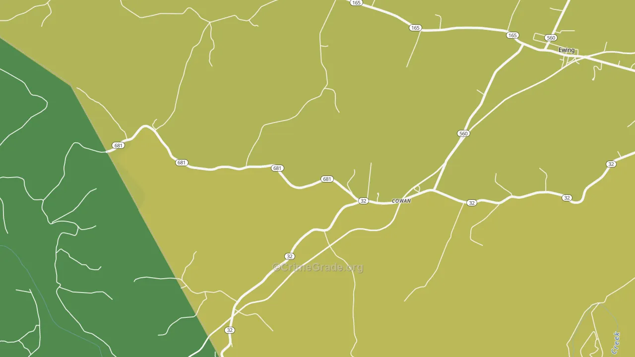 Cowan, KY Map of Vehicle Theft Rates