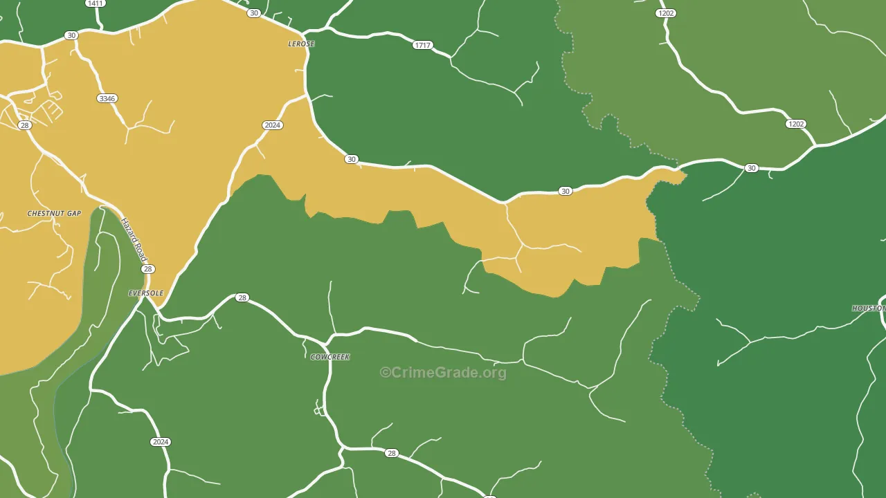 Cowcreek, KY Map of Vehicle Theft Rates