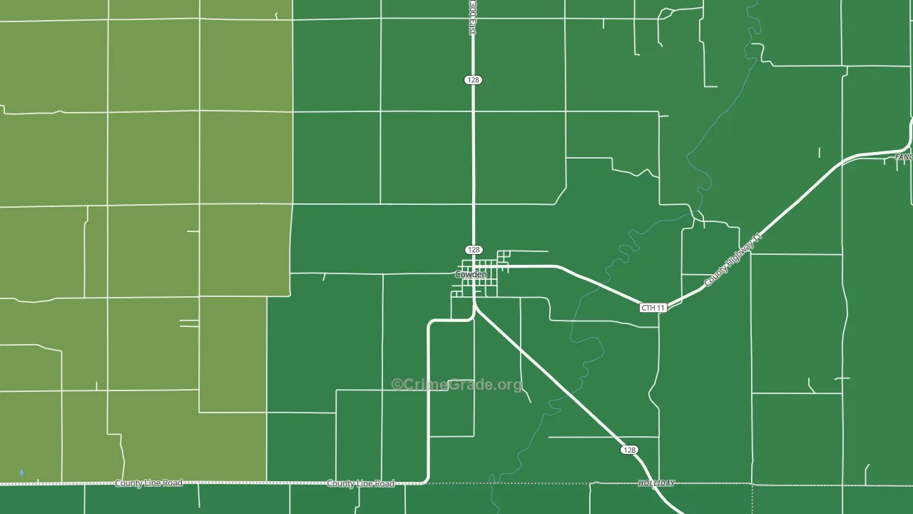 Cowden, IL Map of Vehicle Theft Rates