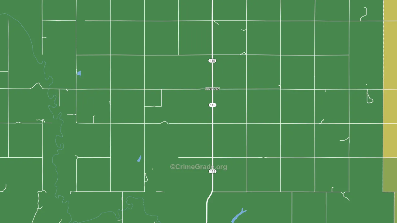 Cowden, OK Map of Vehicle Theft Rates