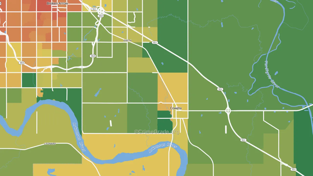 Coweta, OK Map of Vehicle Theft Rates
