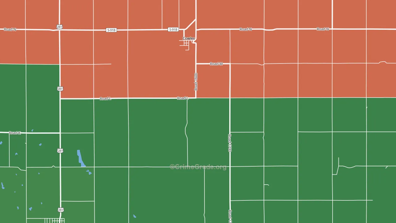Cowles, NE Map of Vehicle Theft Rates