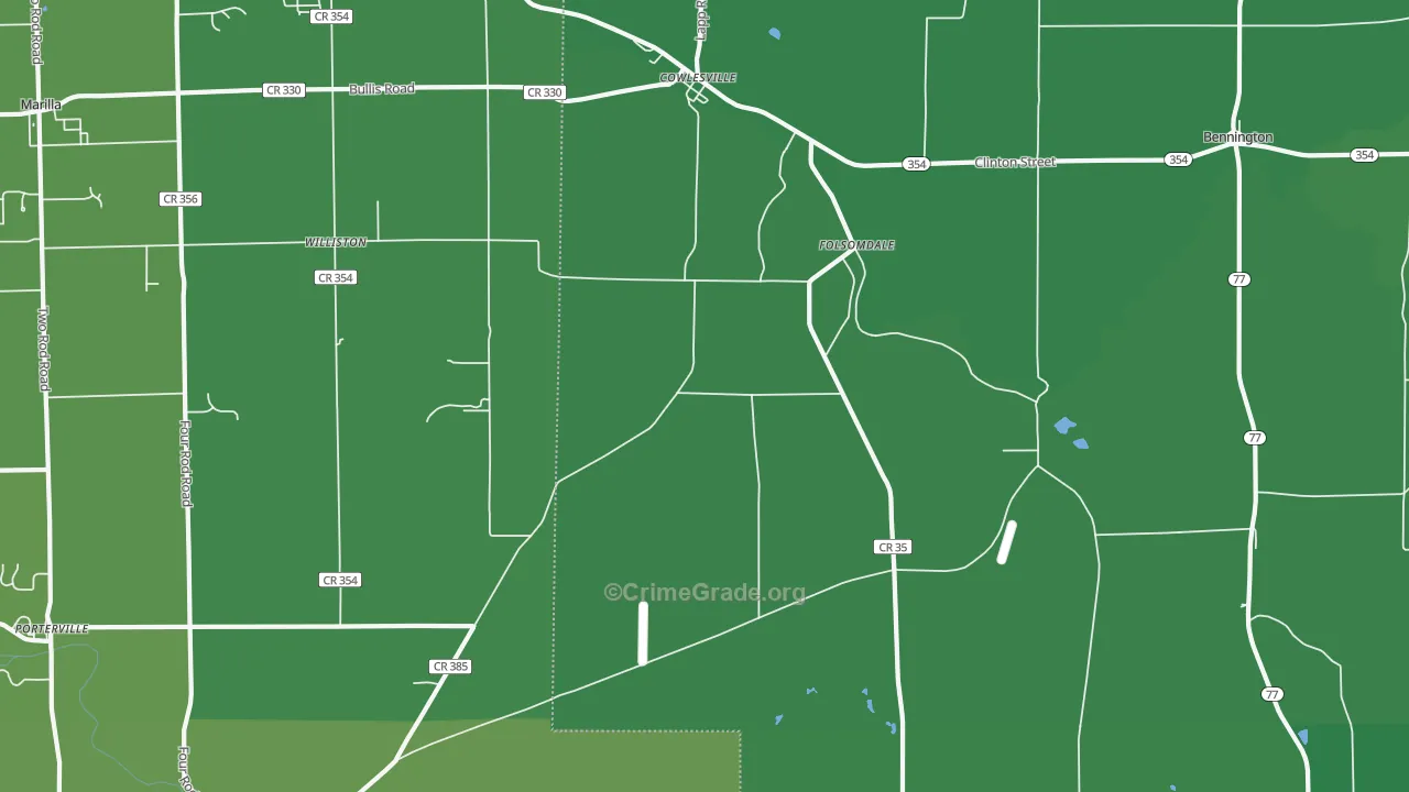 Cowlesville, NY Map of Vehicle Theft Rates