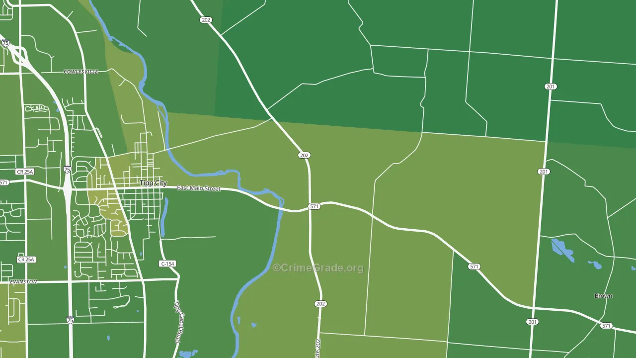 Cowlesville, OH Map of Vehicle Theft Rates