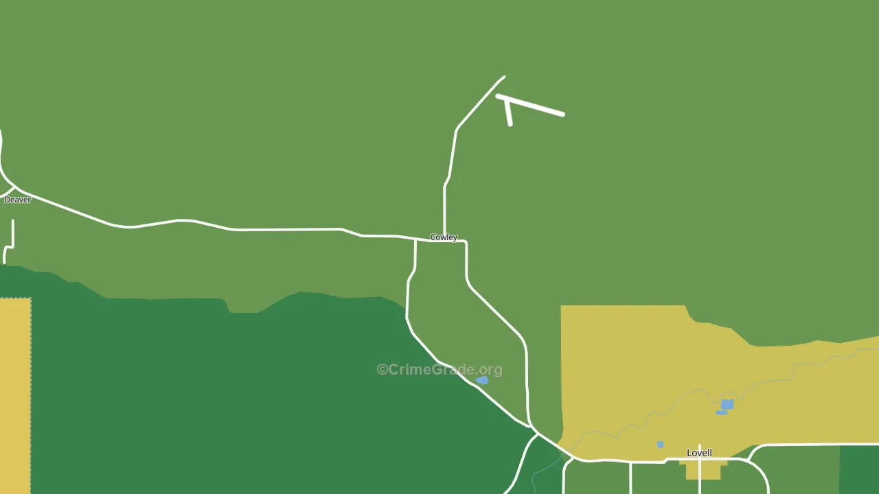 Cowley, WY Map of Vehicle Theft Rates