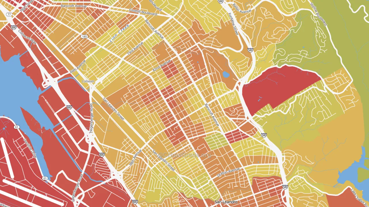 Cox, Oakland, CA Map of Vehicle Theft Rates