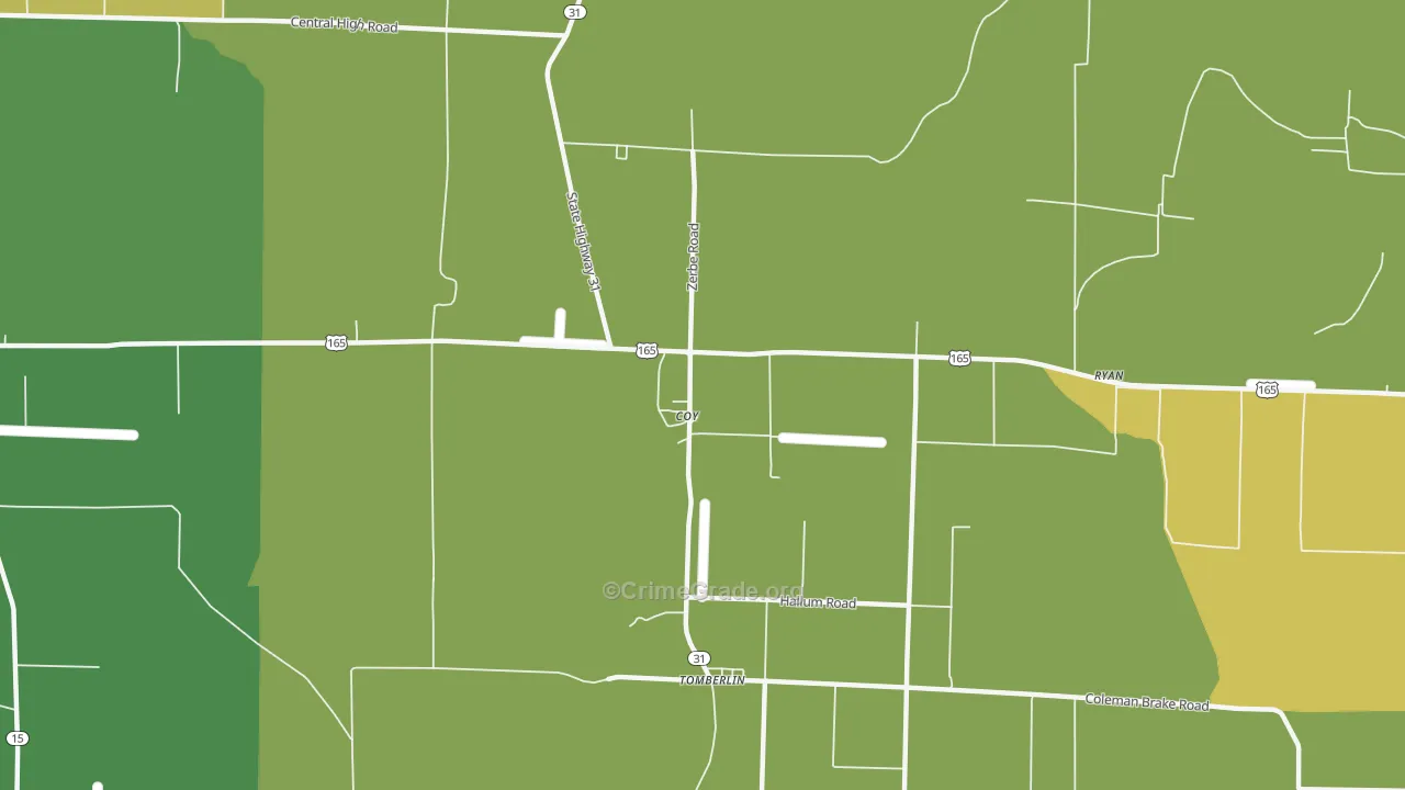 Coy, AR Map of Vehicle Theft Rates