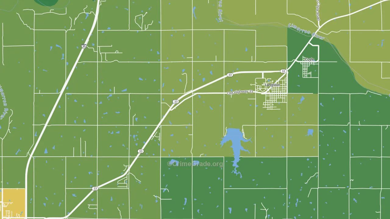 Coyle, OK Map of Vehicle Theft Rates