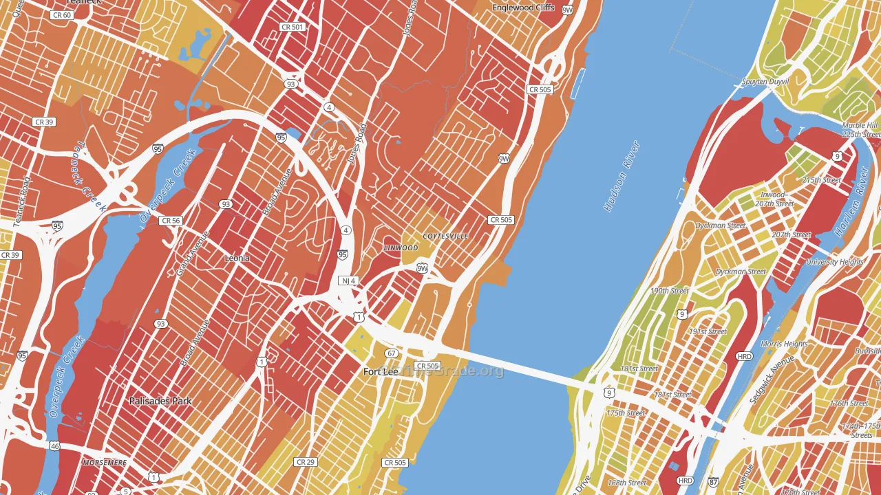 Coytesville, Fort Lee, NJ Map of Vehicle Theft Rates