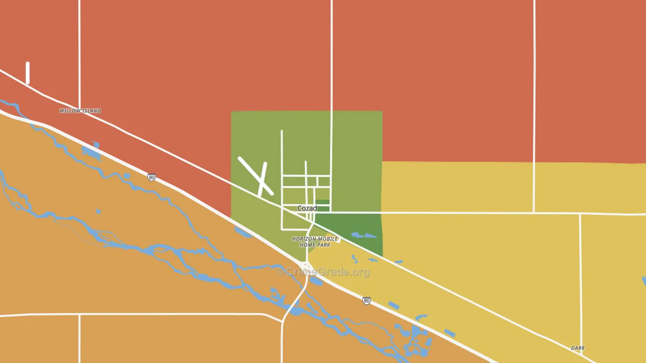 Cozad, NE Map of Vehicle Theft Rates
