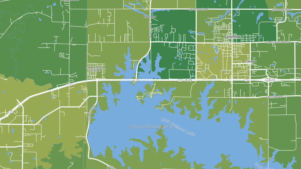 Crab Orchard Estates, IL Map of Vehicle Theft Rates