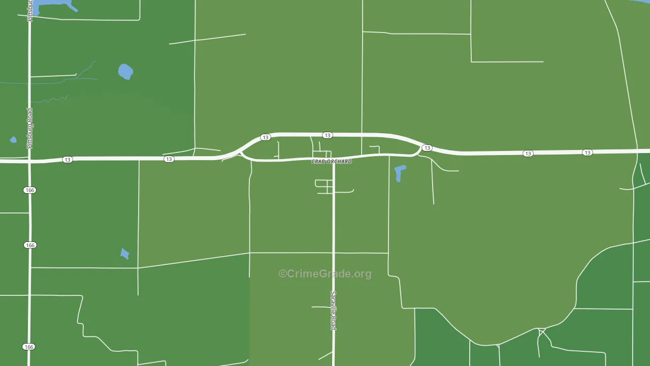 Crab Orchard, IL Map of Vehicle Theft Rates