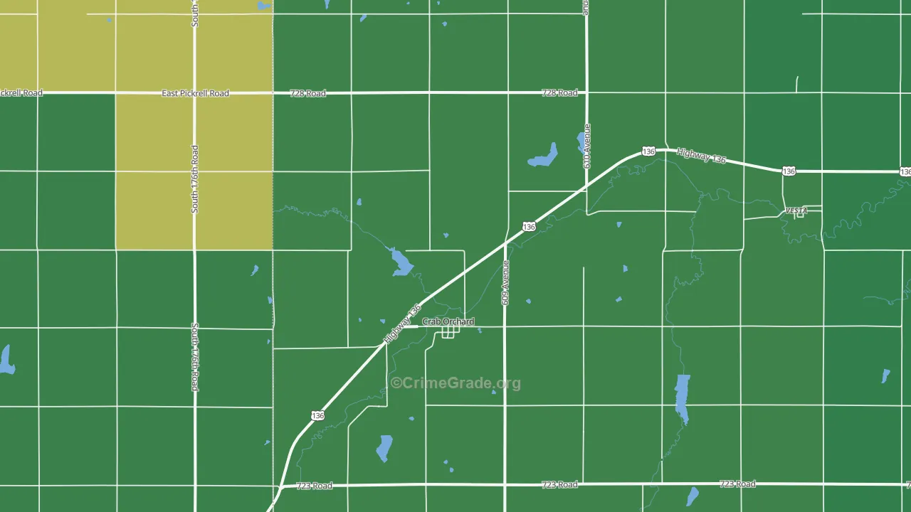 Crab Orchard, NE Map of Vehicle Theft Rates