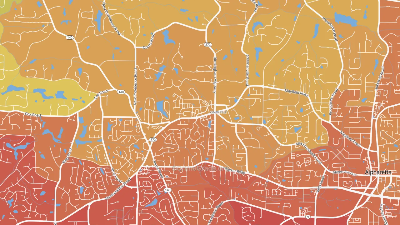Crabapple, Milton, GA Map of Vehicle Theft Rates