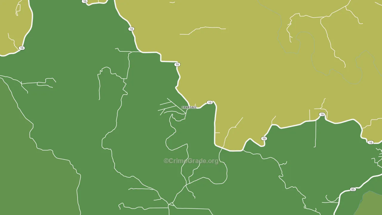 Crabtree, AR Map of Vehicle Theft Rates
