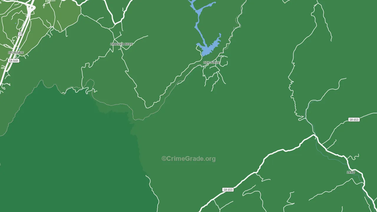 Cracker Neck, VA Map of Vehicle Theft Rates