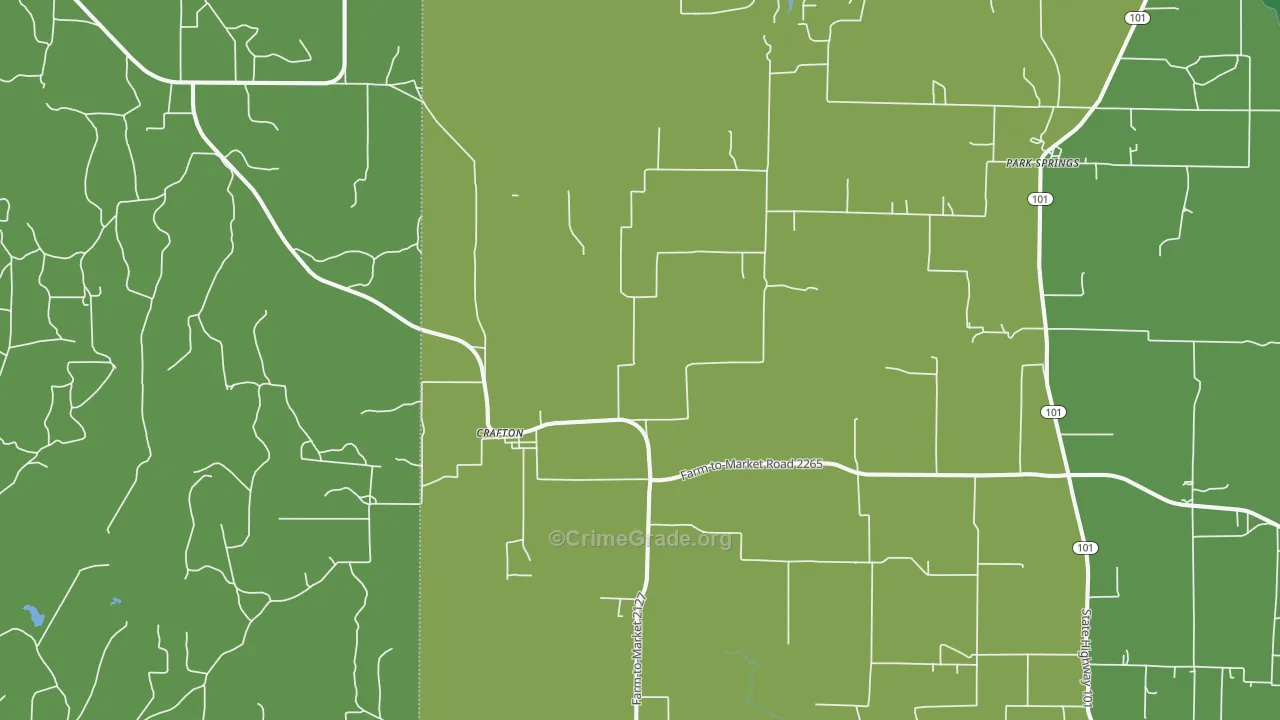 Crafton, TX Map of Vehicle Theft Rates