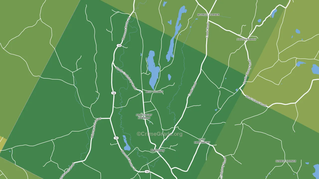 Craftsbury Common, VT Map of Vehicle Theft Rates
