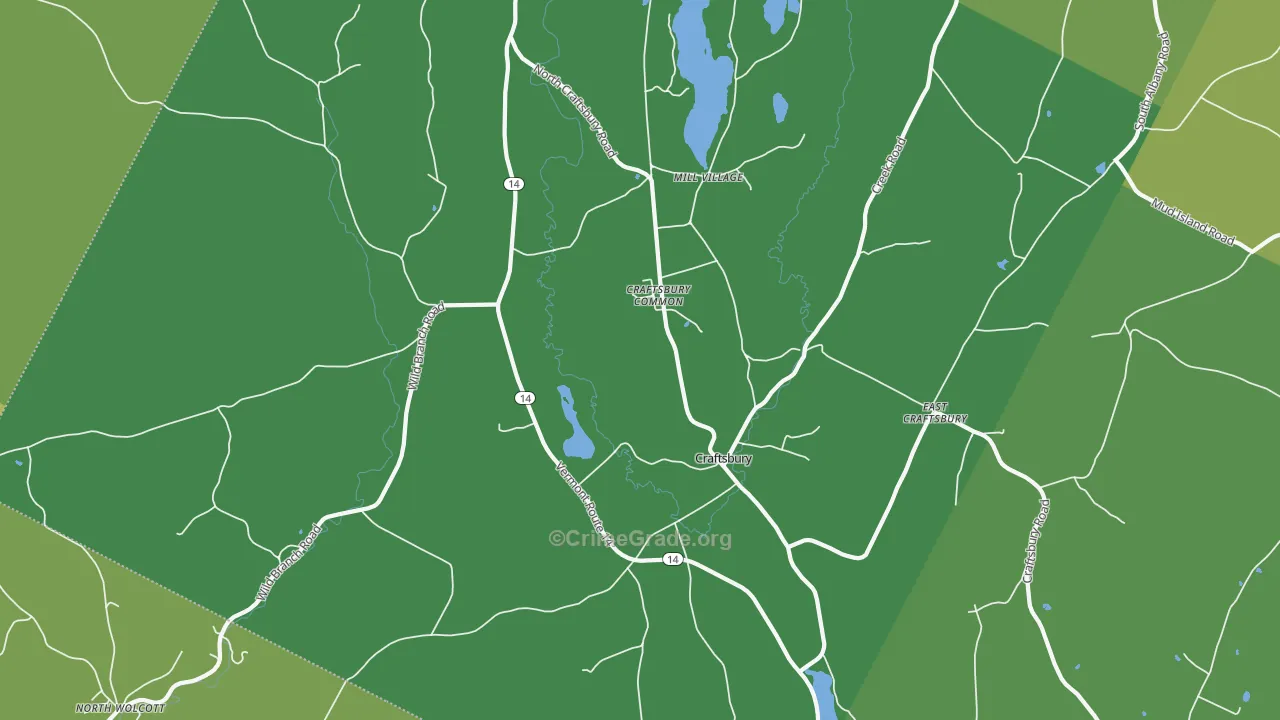 Craftsbury, VT Map of Vehicle Theft Rates