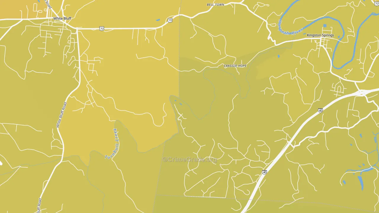 Craggie Hope, TN Map of Vehicle Theft Rates
