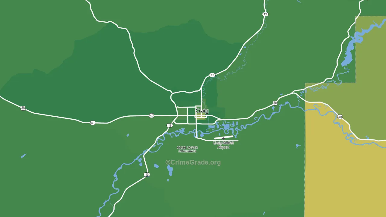 Craig, CO Map of Vehicle Theft Rates