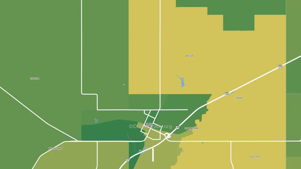Craig County, OK Map of Vehicle Theft Rates