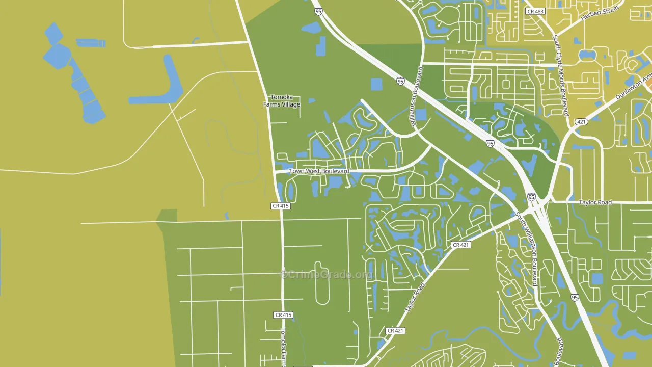 Craig Farms, Port Orange, FL Map of Vehicle Theft Rates