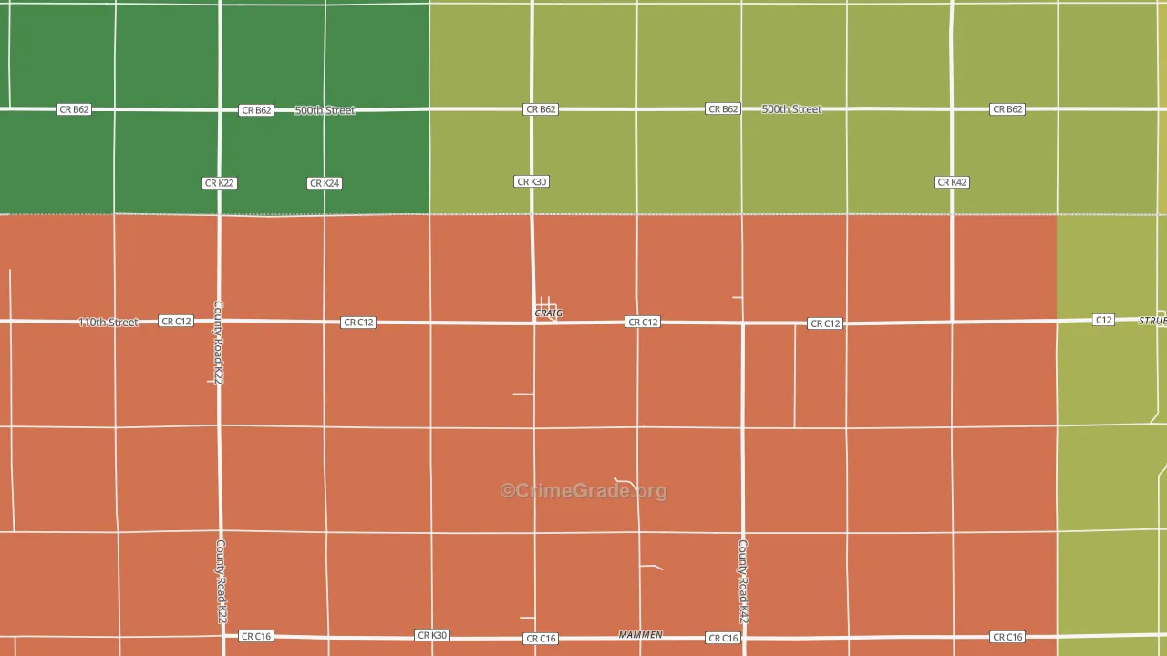 Craig, IA Map of Vehicle Theft Rates