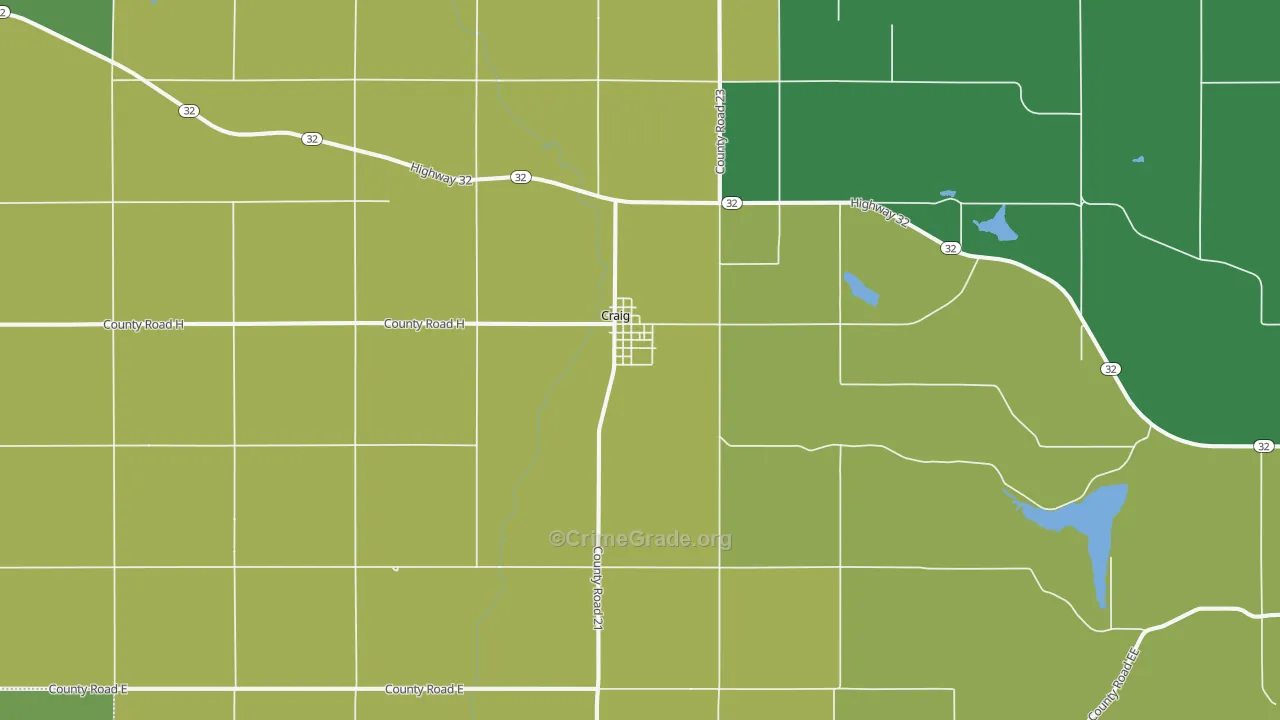 Craig, NE Map of Vehicle Theft Rates