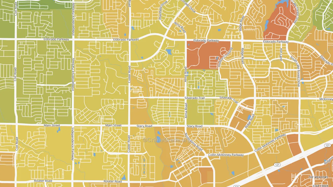 Craig Ranch North, McKinney, TX Map of Vehicle Theft Rates