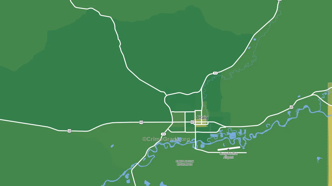 Craig South Highlands, CO Map of Vehicle Theft Rates
