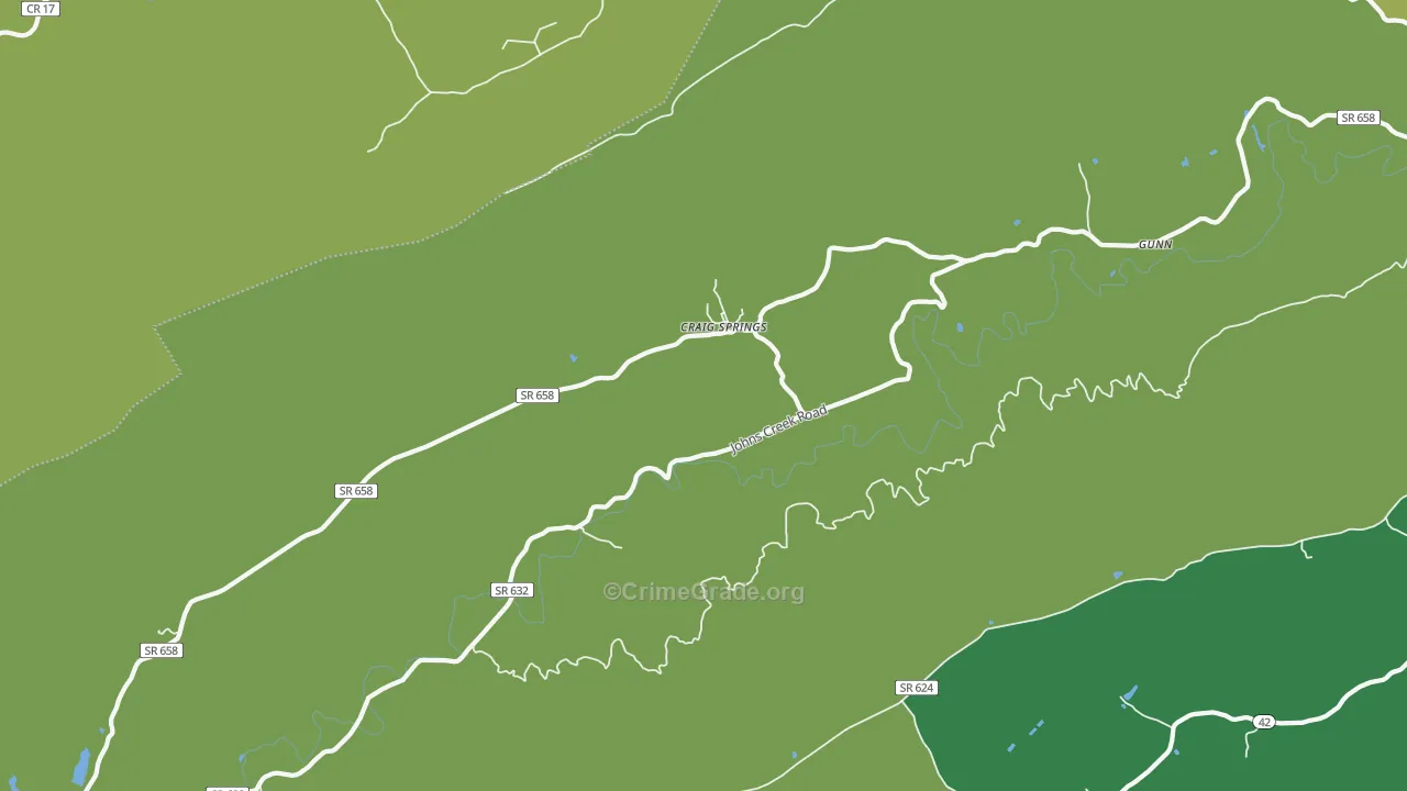 Craig Springs, VA Map of Vehicle Theft Rates