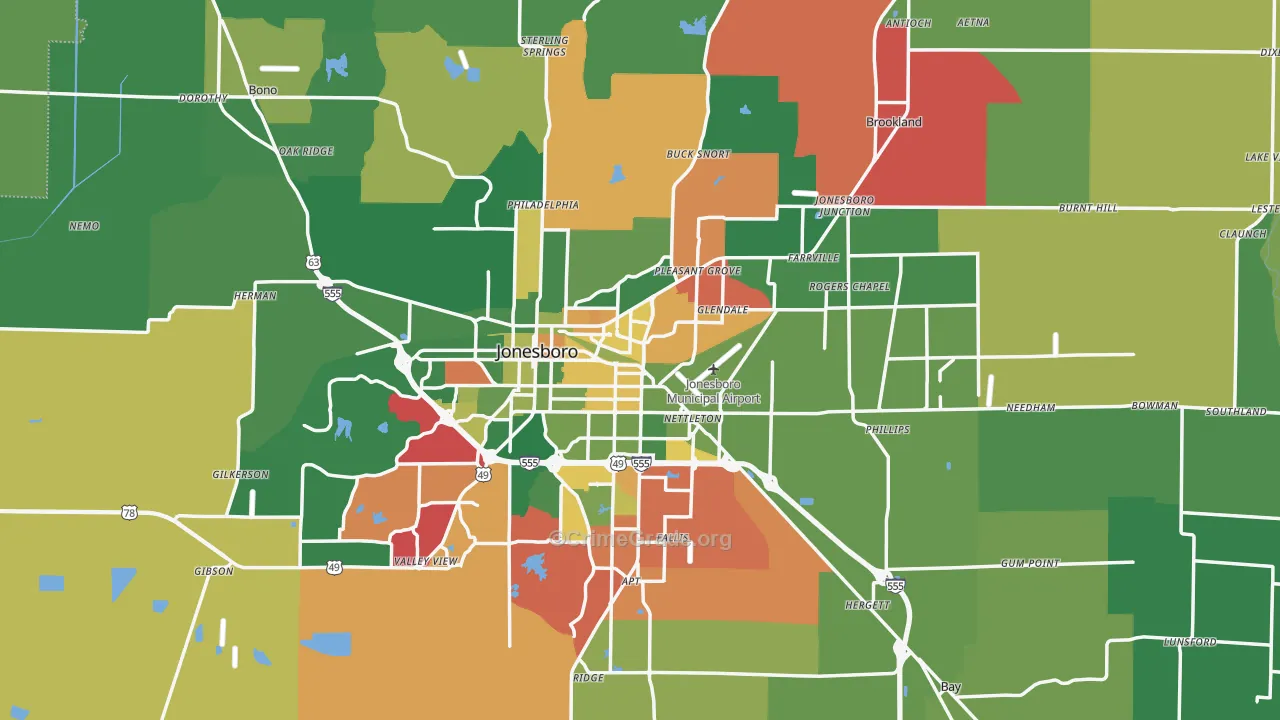 Craighead County, AR Map of Vehicle Theft Rates