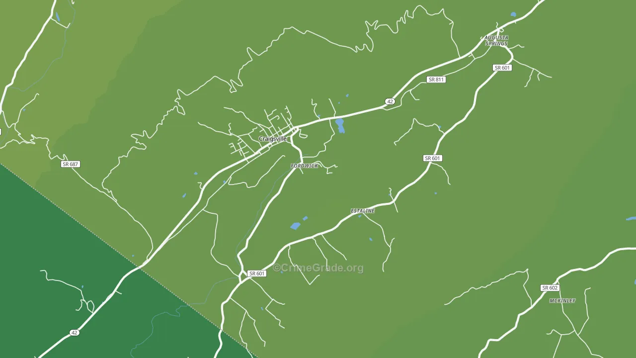 Craigsville, VA Map of Vehicle Theft Rates