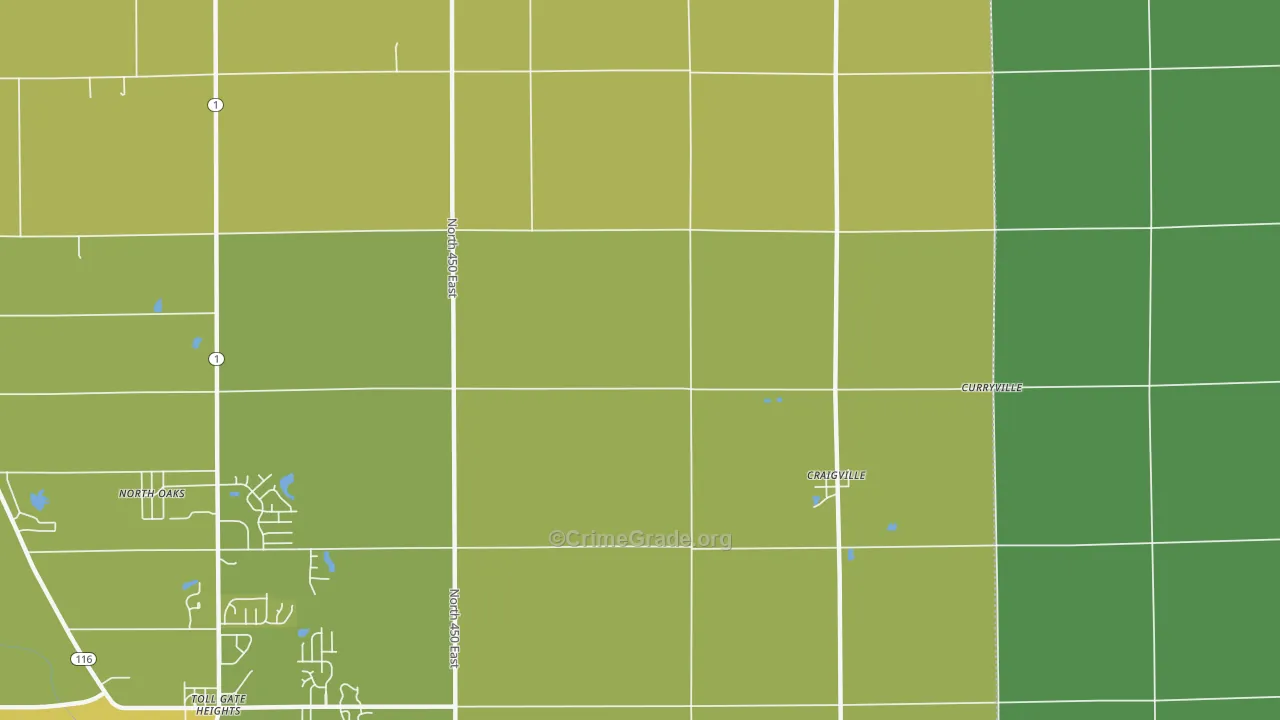 Craigville, IN Map of Vehicle Theft Rates